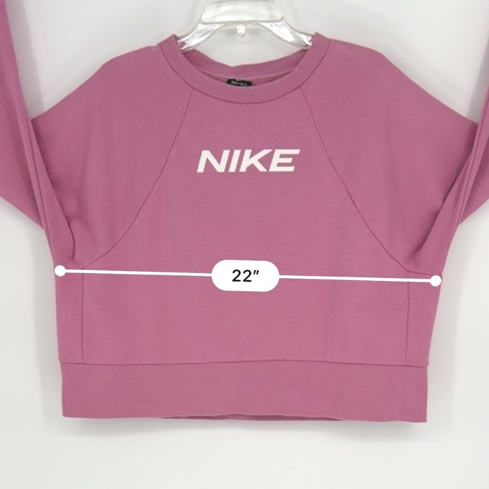 Nike Dri-FIT Cropped Sweatshirt Pink Long Sleeve Athletic Gym L Athleisure 93-08 - Picture 6 of 10